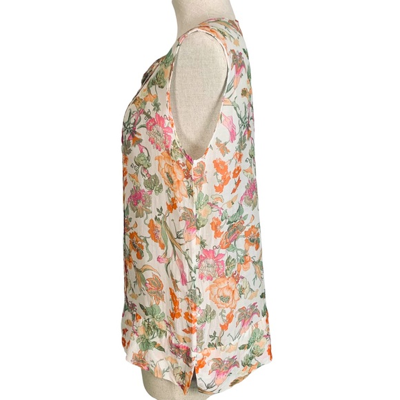 Fedeli Russo Capri Floral Top Made in Italy is Sheer and Sleeveless sz S - Picture 8 of 10
